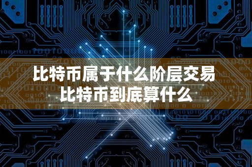 比特币属于什么阶层交易 比特币到底算什么