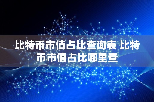 比特币市值占比查询表 比特币市值占比哪里查