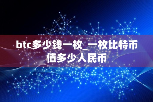 btc多少钱一枚_一枚比特币值多少人民币